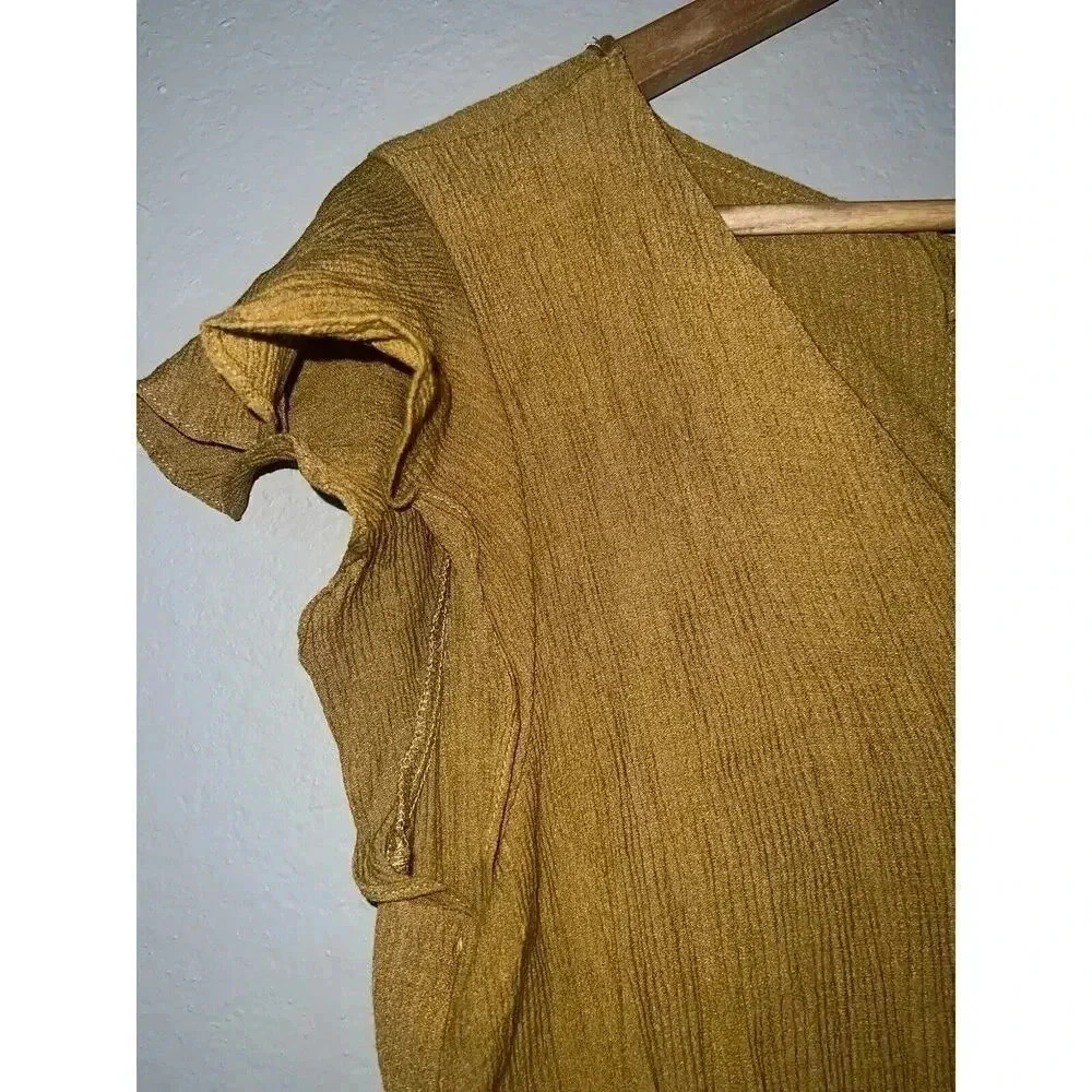 Lily White Women's Button Front Blouse V-Neck Cap Sleeve Back Tie Size XL - Picture 4 of 6